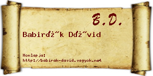 Babirák Dávid névjegykártya