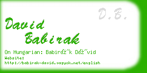 david babirak business card